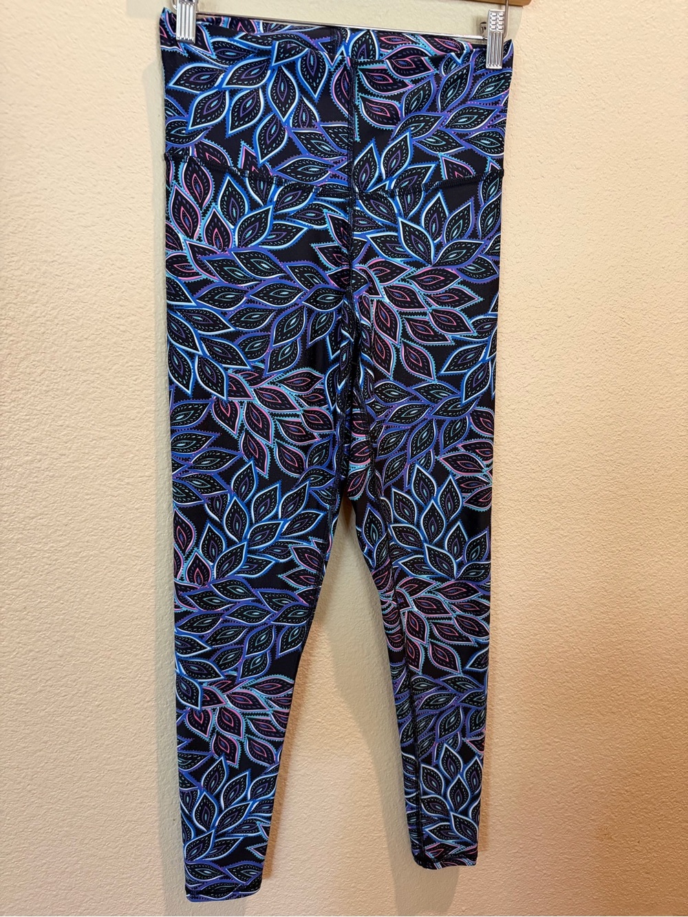 Blackstrap Under Layer Leggings with Blue & Purple Leaf Motif